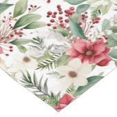 Rood Wit Poinsettia Rode bessen Kerstpatroon Korte Tafelloper (Hoek)