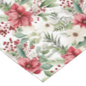 Rood Wit Poinsettia Rode bessen Patroon Kerstmis Tafelkleed (Gekanteld)