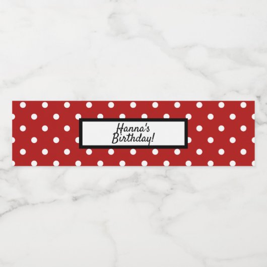 Rood wit poka Dot Birthday Water Fles Label Waterfles Etiket (Enkel label)