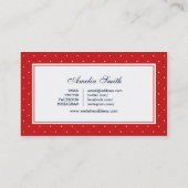 Rood & Wit Polka Dot Blauw Lint Social Media Visitekaartje (Achterkant)