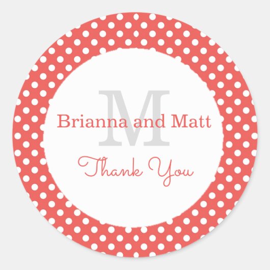 Rood & Wit Polka Dot Bruiloft Cake Box Seal Ronde Sticker (Voorkant)