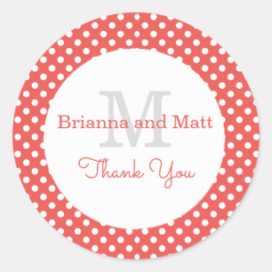 Rood & Wit Polka Dot Bruiloft Cake Box Seal Ronde Sticker
