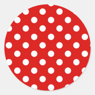 Rood & Wit Polka Dot Patroon Ronde Sticker
