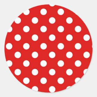 Rood & Wit Polka Dot Patroon Ronde Sticker