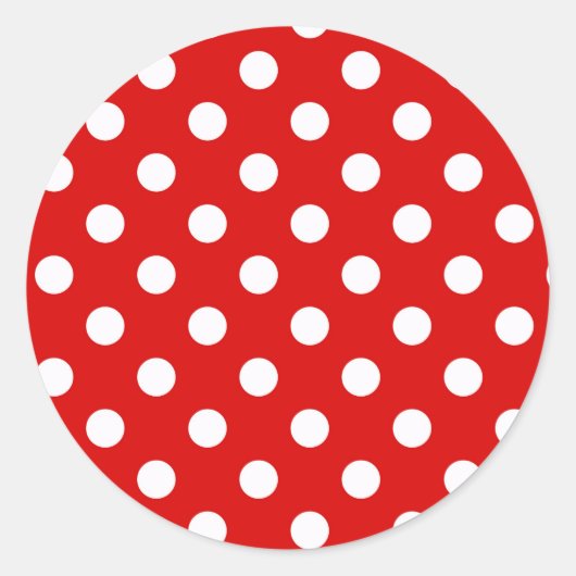 Rood & Wit Polka Dot Patroon Ronde Sticker (Voorkant)