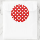 Rood & Wit Polka Dot Patroon Ronde Sticker (Tas)