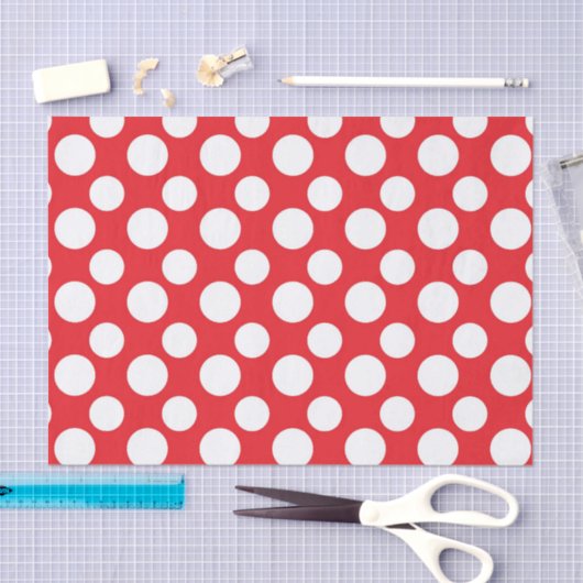 Rood wit polka dot patroon tissue papier (Craft)