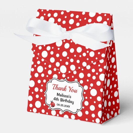 Rood Wit Polka Dots Ladybug Lijst Kinderen Verjaar Bedankdoosjes (Voorkant Zijde)