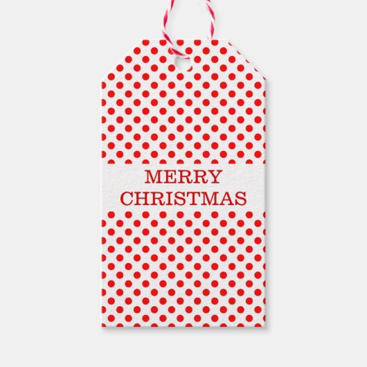 Rood Wit Polka Dots Patroon Kerst Gift Bag Cadeaulabel (Voorkant)