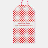 Rood Wit Polka Dots Patroon Kerst Gift Bag Cadeaulabel (Achterkant)