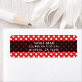 Rood Wit Polka Dots & Zwart Party Uitnodiging Etiket (Insitu)