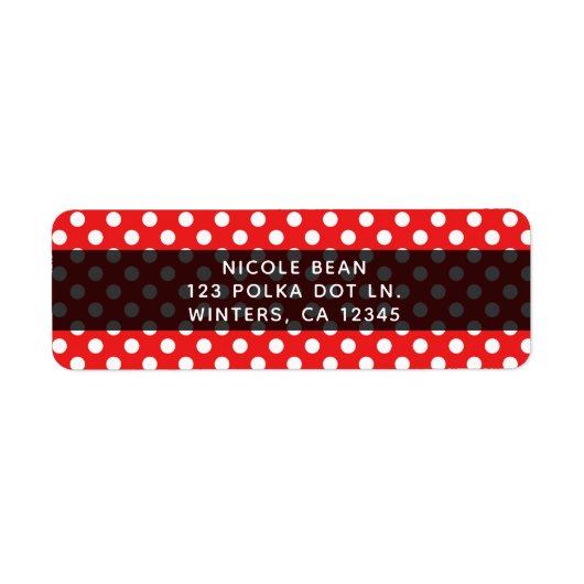 Rood Wit Polka Dots & Zwart Party Uitnodiging Etiket (Voorkant)