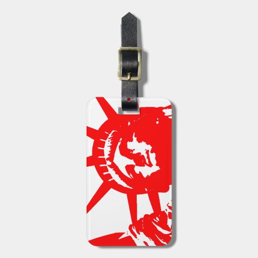 Rood & Wit Pop Art Lady Liberty Bagagelabel (Voorkant verticaal)