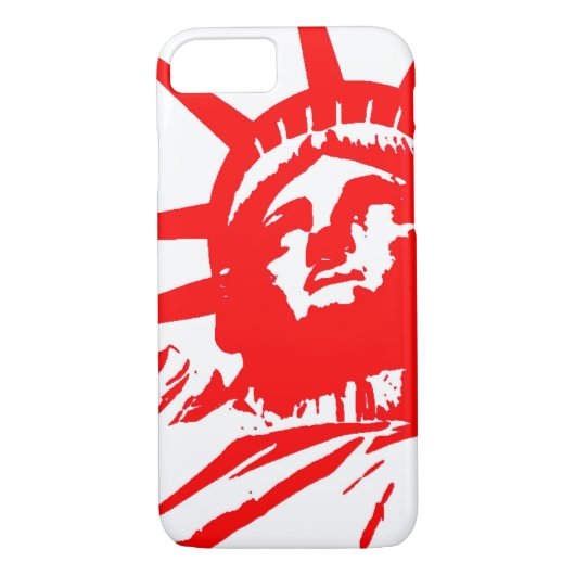 Rood & Wit Pop Art Lady Liberty iPhone 7 Hoesje (Achterkant)