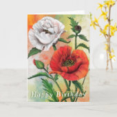 Rood Wit Poppies Verjaardag Kaart (Gele Bloem)