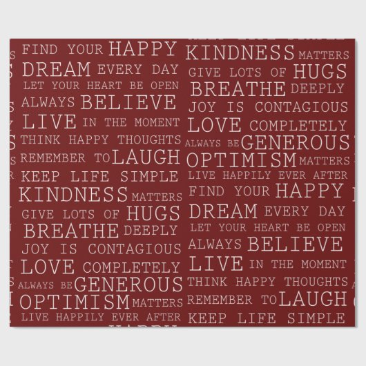 rood wit positief gedachten Inspirerend woorden Cadeaupapier (Vlak)