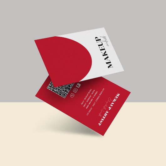 Rood & wit QR Code Make-up Artist Visitekaartje