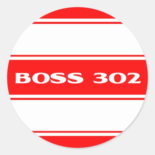 Rood Wit Race Stripes Boss 302 Motor Sticker (Voorkant)