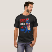 Rood Wit & Rawr Dinosaurus Rex Amerikaanse vlag 4e T-shirt (Voorkant volledig)