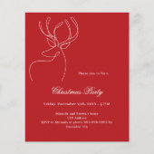 Rood wit rendier Kerstfeest uitnodiging (Voorkant)