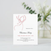 Rood wit rendier Kerstfeest uitnodiging (Staand voorkant)