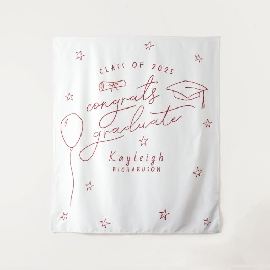 Rood Wit Retro Afstuderen Foto Achtergrond Wandkleed (Voorkant)