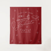 Rood Wit Retro Afstuderen Foto Achtergrond Wandkleed (Voorkant)