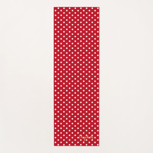 Rood Wit Retro Chic Polka Dots Monogram Oefening Yogamat (Voorkant)