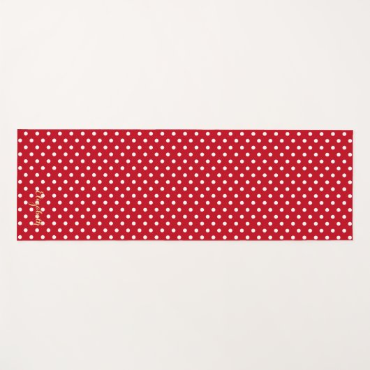 Rood Wit Retro Chic Polka Dots Monogram Oefening Yogamat (Voorkant (horizontaal))