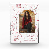 Rood Wit Retro Hand Getrokken Afstuderen Photo Blo Fotoblokken (Voorkant)