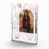 Rood Wit Retro Hand Getrokken Afstuderen Photo Blo Fotoblokken (Rechts)