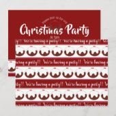 Rood & wit retro kerst pudding party uitnodigen (Voorkant / Achterkant)