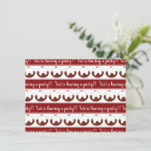 Rood & wit retro kerst pudding party uitnodigen (Staand voorkant)