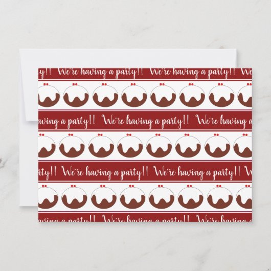 Rood & wit retro kerst pudding party uitnodigen (Voorkant)