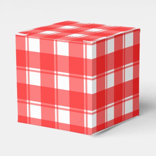 Rood Wit Retro Plaid Patroon Party Favor Box Bedankdoosjes (Voorkant Zijde)
