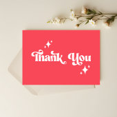 Rood & Wit Retro Vintage Huwelijk Bedankkaart