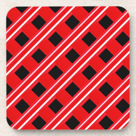 Rood-wit roosterpatroon bier onderzetter