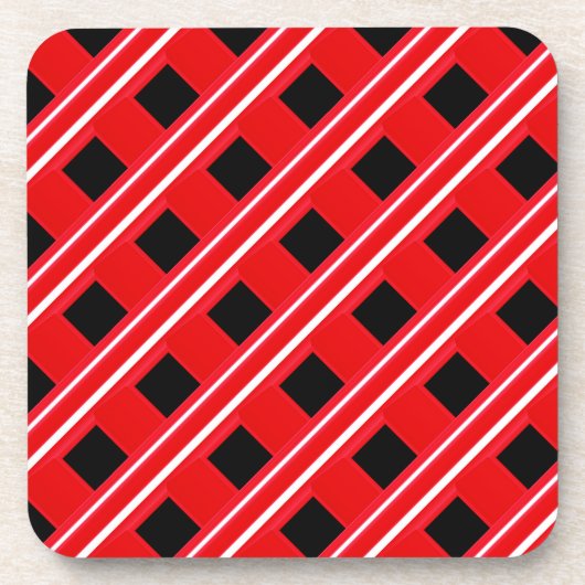 Rood-wit roosterpatroon bier onderzetter (Voorkant)