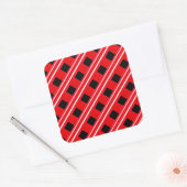 Rood-wit roosterpatroon vierkante sticker (Envelop)