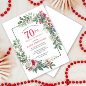 Rood Wit Rose Bloemen Holly 70ste verjaardagsfeest Kaart