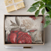 Rood & Wit Roses Geïnspireerd Decoupage Tissuepapier (Geschenk)