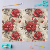 Rood & Wit Roses Geïnspireerd Decoupage Tissuepapier (Craft)