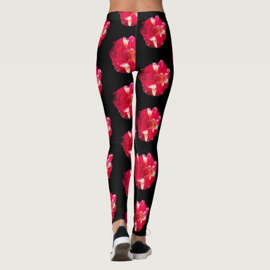 Rood & wit roze Foto Aangepaste Leggings (Achterkant)