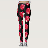 Rood & wit roze Foto Aangepaste Leggings (Voorkant)