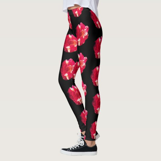 Rood & wit roze Foto Aangepaste Leggings (Links)