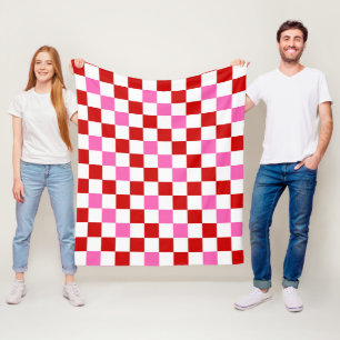 Rood Wit Roze Geruit Patroonontwerp  Fleece Deken