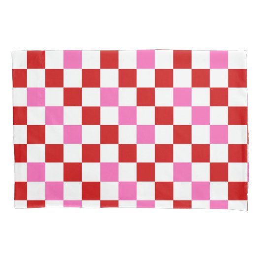 Rood Wit Roze Geruit Patroonontwerp  Kussensloop (Voorkant)