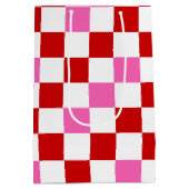 Rood Wit Roze Geruit Patroonontwerp Medium Cadeauzakje (Achterkant)