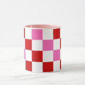 Rood Wit Roze Geruit Patroonontwerp Mok (Midden)