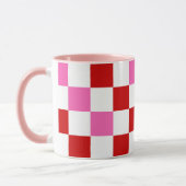 Rood Wit Roze Geruit Patroonontwerp Mok (Links)
